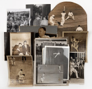 DON BRADMAN: An archive of original press photographs, some with cropping marks and most with printed or manuscript annotations on the reverse. A very useful range, various sizes. (39).