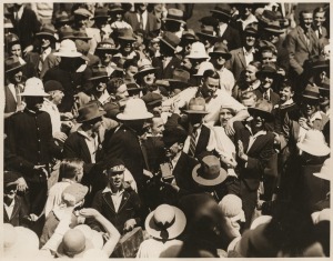 AUSTRALIA v ENGLAND - SECOND TEST MATCH, MELBOURNE, December 1932 - January 1933 - The BODYLINE SERIES: A superb collection of original press photographs, all bearing the "HERALD FEATURE SERVICE" copyright handstamps on the back, and all with the original typed legend which was to accompany the image when published. The images depict dramatic dismissals, catches, appeals, crowd scenes, and the jubilant crowd carrying Woodfull, "the captain of the victorious Australian team.."