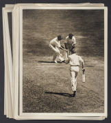 AUSTRALIA v ENGLAND - SECOND TEST MATCH, MELBOURNE, December 1932 - January 1933 - The BODYLINE SERIES: A superb collection of original press photographs, all bearing the "HERALD FEATURE SERVICE" copyright handstamps on the back, and all with the origina - 2