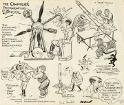 Cartoonist SAMUEL WELLS observes various sports and sportsmen: Patterson v Hawkes Tennis Championship 1922, "Getting the barracker ready for the football season"; the "Collingwood v Geelong Juniors"; the role of mud in improving Victoria's chances against
