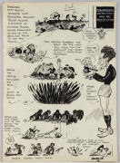 Cartoonist SAMUEL WELLS observes various sports and sportsmen: Patterson v Hawkes Tennis Championship 1922, "Getting the barracker ready for the football season"; the "Collingwood v Geelong Juniors"; the role of mud in improving Victoria's chances against - 5