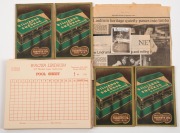 WALTER LINDRUM: Four copies of his book, "Billiards and Snooker by Walter Lindrum" published by Tooheys Ltd., an original photograph of June Lindrum, Walter's second wife; a quantity of printed score sheets from Walter Lindrum's Pool Rooms at 317 Flinders