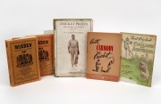 1943 and 1944 Wisden Cricketers' Almanacks, scarce wartime issues with buff linen covers, together with R.C. Robertson-Glasgow 'Cricket Prints - Some Batsmen And Bowlers 1920-1940', E.E. Bean 'Test Cricket in England and Australia', and Keith Carmody 'On 