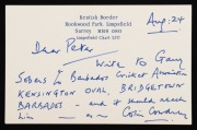 DON BRADMAN hand-written and signed letter, 11th August 1976, on his home letterhead; responding to a letter in which he was asked for his views on being the Australian Team Captain and on which team he thought had been his best. He also comments on the f - 2