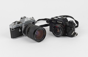 VARIOUS MANUFACTURERS: Group of two cameras - one Asahi Kogaku Pentax K2 with Tamron SP 28-80mm f3.5-4.2 lens, together with one Konica FC-1 with Hexanon AR 40mm f1.8 lens and Konica strap. (2 items)