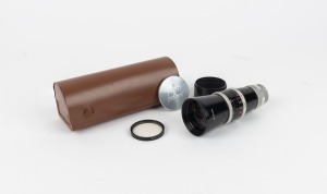 BOLEX-PAILLARD: Macro-Yvar 100mm f2.8 lens [#951305] with Kern Paillard front and rear lens caps and Kern Paillard leather case.