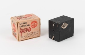 KODAK: No. 00 Cartridge Premo rollfilm camera with original maker's box, c. 1919. Kodak's smallest-ever box camera.