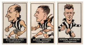 1933 Carrerras "Victorian League Players" caricatures by Bob Mirams, complete set (72), from the collection of Bruce Andrews (Collingwood).