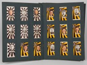 1933 Allen's "League Footballers" (striped background colours), complete set (144) in slip-in album pages as collected by the late Collingwood footballer, Bruce Andrew. - 2