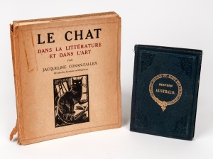 'Le Chat Dans La Litt&eacute;rature Et Dans L'Art' [The Cat in Literature and Art], by Jacqueline Conan-Fallex, published by DuCros & Colas 1926 - Paris, with dedication in French to the 1951 British Naval Attach&eacute; at the British Embassy in Paris, together with c