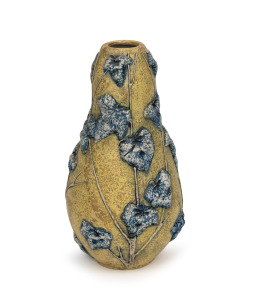 IMPERIAL AMPHORA Bohemian pottery vase with leaf decoration, early 20th century, impressed factory mark to base, 30cm high