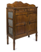A Colonial Australian stained pine meatsafe with zinc sides plus unusual shaped and chamfered legs, Barossa Valley origin, 19th century, 147cm high, 103cm wide, 56cm deep. - 2