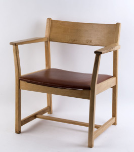 Børge Mogensen Danish carver chair, 20th century, impressed maker's mark to base, legs appear to have been cut down, 69cm high, 59cm across the arms