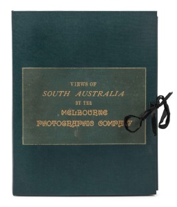 CAPTAIN SAMUEL SWEET, photographer: A green folio with gilt title "Views of South Australia by the Melbourne Photographic Company" containing a collection of 23 albumen paper prints affixed on thick cards with printed and mss details for most items. Inclu