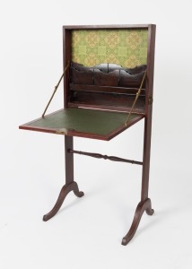 A George III Sheraton fall front secretaire fire screen, satinwood veneer with ebony stringing and brass carrying handles to the sides. 18th century and later. 117cm high, 56cm wide