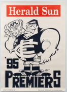 A collection of WEG posters celebrating CARLTON Premierships 1979, 1981 (2), 1982, 1995, fair condition only, (5 items). - 5