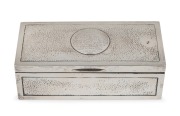 H.W. STEVENSON: Sterling silver presentation cigarette box with timber lining, 19 x 6 x 9cm, engraved to the lid 'Presented By Thurston & Co Ltd To H.W. Stevenson For Making The English Records Break Of 354 Off The Red Ball & For Making On 5th May The Rec