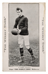 c1910 The Weekly Times 'Victorian Footballers Postcard' featuring F. O'SHEA (Essendon).