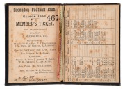 ESSENDON: 1890 Member's Season Ticket, No.467; black and red leather with gilt "ESSENDON" to the front cover and "1892" to the back cover; with details of the committee and the club's fixture for the year. Extremely rare. We have previously offered just o - 2