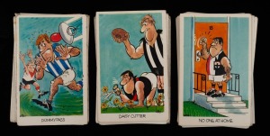 1972 SUNICRUST "WEG'S FOOTY FUNNIES" complete set [40] plus some duplicates. (Total: 46); mixed condition.