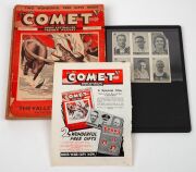 "THE COMET" - YOUNG AUSTRALIA'S PREMIER WEEKLY: The complete run, from Vol.1 No.1 (April 9th, 1936) to the final edition, Vol.1 No.18 (August 7, 1936), together with the twelve sheetlets of 6 "Stars of Australian Sport" which accompanied 12 editions, plus - 2