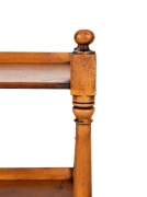 A rare Australian figured huon pine four tier wotnot with single drawer and well turned tapering column supports on brass castors, Tasmanian origin, circa 1840, 138cm high, 46cm wide, 38cm deep - 4