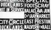MELBOURNE TRAM DESTINATION ROLLS: group of two, destinations include CITY CIRCLE, DOCKLANDS, FOOTSCRAY, EAST PRESTON, PRAHRAN, (2 ITEMS),