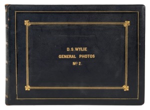 Leather-bound album with gilt embossed title "D.S. Wylie, General Photos No.2", with 41 photographs, mainly 16 x 26 cm and all neatly titled in the margins below the images. Australian, New Zealand, New Guinea and Pacific Island subjects; circa 1917-30.