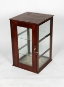 A vintage timber tabletop display cabinet, early 20th century, ​​​​​​​78cm high, 49cm wide, 48cm deep