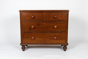 An antique Australian ceder four drawer chest, circa 1875, 81cm high, 95cm wide, 45cm deep