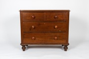 An antique Australian ceder four drawer chest, circa 1875, 81cm high, 95cm wide, 45cm deep