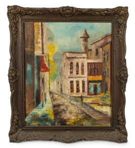 ARTIST UNKNOWN, Old Jerusalem, oil on canvas, signed lower right (illegible), signed and titled verso, 59 x 49cm, 76 x 65cm overall