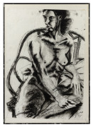 ARTIST UNKNOWN, (nude study) charcoal and crayon, signed lower right (illegible) and dated "'96", 83 x 60cm, 93 x 66cm overall