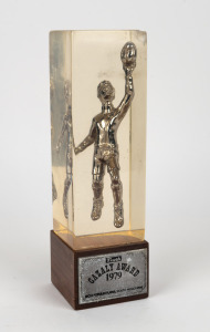 Barry Round's 1979 Truth Newspaper Cazaly Award, with text 'Most Popular Player, South Melbourne', height 310cm.