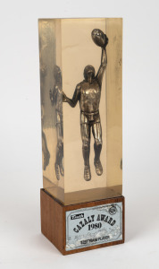 Barry Round's 1980 Truth Newspaper Cazaly Award, with text 'Best Team Player', height 310cm.