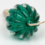 BAROVIER & TOSO green Murano glass lamp base with boule (bubble) inclusion, mid 20th century, 21cm high - 2
