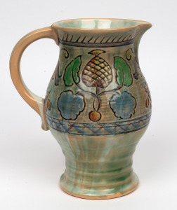 ROYAL DOULTON pottery jug designed by Frank Brangwyn, early 20th century, green factory mark to base, 22cm high