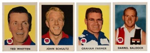 1965 SCANLENS "VFL FOOTBALLERS", complete set [36] including John Schultz, Ted Whitten, Des Tuddenham, Brian Dixon, Kevin Murray and Bob Skilton all of which are in VF/EF condition as are most of the rest of the cards. The cards which are NOT in good cond