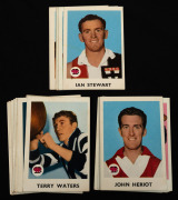 1965 SCANLENS "VFL FOOTBALLERS", complete set [36] including John Schultz, Ted Whitten, Des Tuddenham, Brian Dixon, Kevin Murray and Bob Skilton all of which are in VF/EF condition as are most of the rest of the cards. The cards which are NOT in good cond - 2