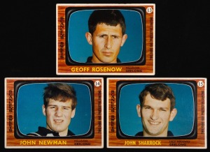 1967 SCANLENS "VFL FOOTBALL" CARDS: A group of Geelong stars: #13 Geoff Rosenow, #14 John Newman & #15 John Sharrock, all in EF condition. (3).