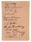 Pages from the autograph book, collected by Geoffrey Austin Street (1894 - 1940, Minister for Defence, the Army and Repatriation between 1938 and 1940; Brigadier in the AIF/CMF): circa 1912 cricketers including Syd Gregory, Charlie Macartney, Charlie Kell - 2