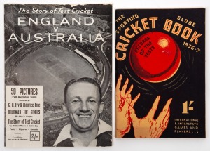 AUSTRALIA in ENGLAND - 1948: "The Story of Test Cricket - ENGLAND v AUSTRALIA" 28pp with photographs, articles, etc. [1948; Published by Cedric Day, W.D.S., 20 Sheet Street, Windsor, Berks.); together with "The Sporting Globe Cricket Book 1936-7". (2 items).