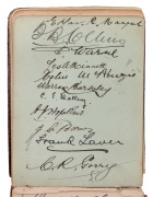 An autograph book started in December 1907 by Geoffrey Austin Street (1894-1940), with most pages still present. Noted a Queensland 1907 team (Armstrong, McLaren, Evans, Redgrave, Hartigan, etc.), a NSW team (Bardsley, Gregory, Carter, Kelleway), a Victor - 2