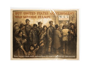 WILLIAM BALFOUR KER (1877-1918) 'Buy United States Government War Savings Stamps - Your money back with interest from the United States Treasury', original 1917 colour poster, published by the United States Department of the Treasury, 77 x 103cm.