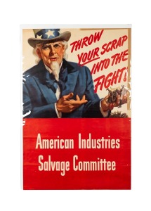 'Throw Your Scrap Into The Fight! American Industries Salvage Committee', original 1944 colour poster, published by the United States Office of War Information, 106 x 70cm.