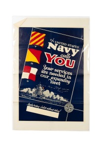 MATTHEW MURPHEY (1898-1943) 'The United States Navy calls You - your services are needed in our expanding fleet - Apply today - Enlist without delay!', original 1940 colour poster, the artist's name at left in the plate, published by the United States Nav