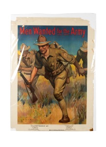 ISAAC BREWSTER HAZELTON (1875-1943) 'Men Wanted for the Army', original 1914 colour poster, the artist's name at lower left in the plate, published by the United States Department of Defense, 96 x 76cm.