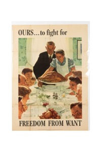 NORMAN ROCKWELL (1894-1978) 'Ours...to fight for - Freedom From Want', original 1943 colour poster, the artist's name at lower left in the plate, published by the United States Office of War Information, 101 x 71cm.