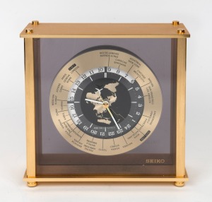SEIKO battery powered world time clock, 21.5cm high