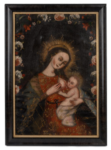ARTIST UNKNOWN, (Virgin Mother & Child), oil on canvas, ​​​​​​​56 x 38cm, 65 x 47cm overall